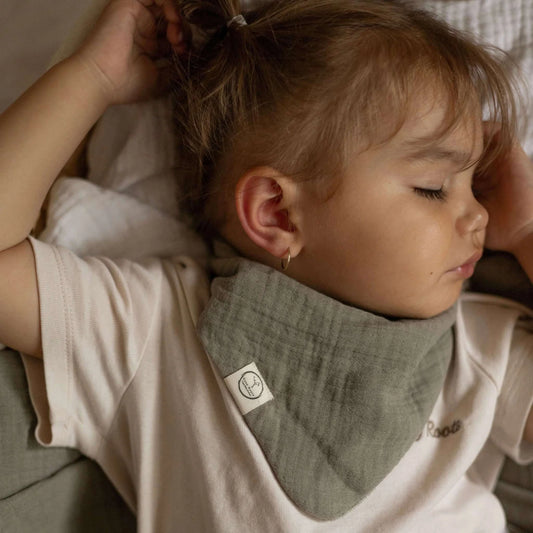 Organic Muslin Bibs - Khaki/Sand