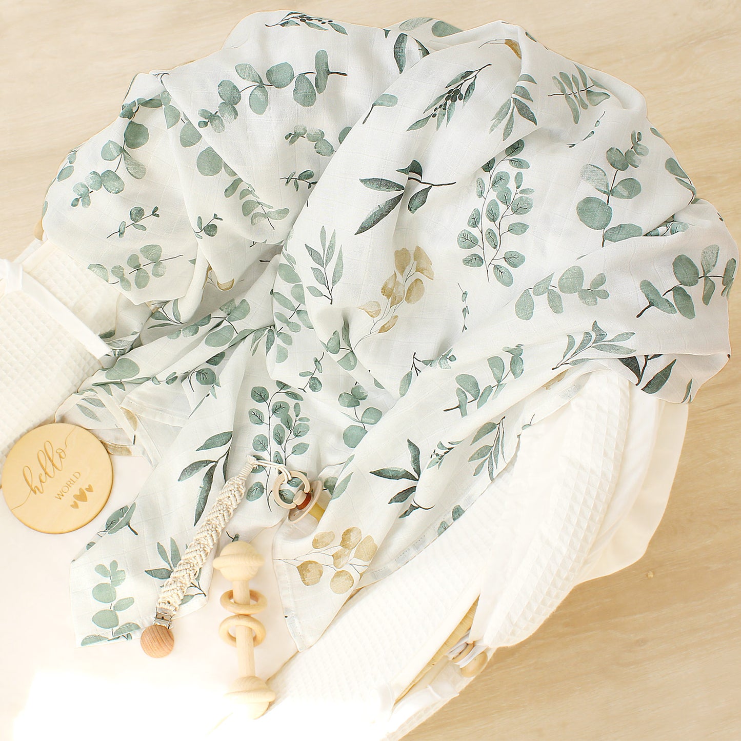 MUSSELIN XL SCHMUSETUCH - eucalyptus (120x120 cm)