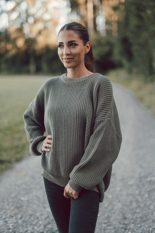 Mum oversized knit Jumper - kaki - schadstofffrei - verf. wieder ab 23.12.25