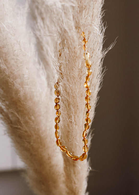 Bernstein-Baby-Halskette, oval, Honig - handgefertigt