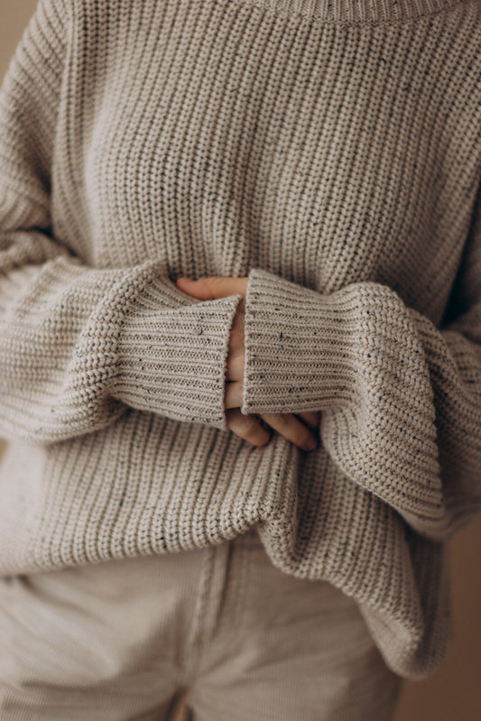 Mum oversized knit Jumper - beige/sprinke - schadstofffrei