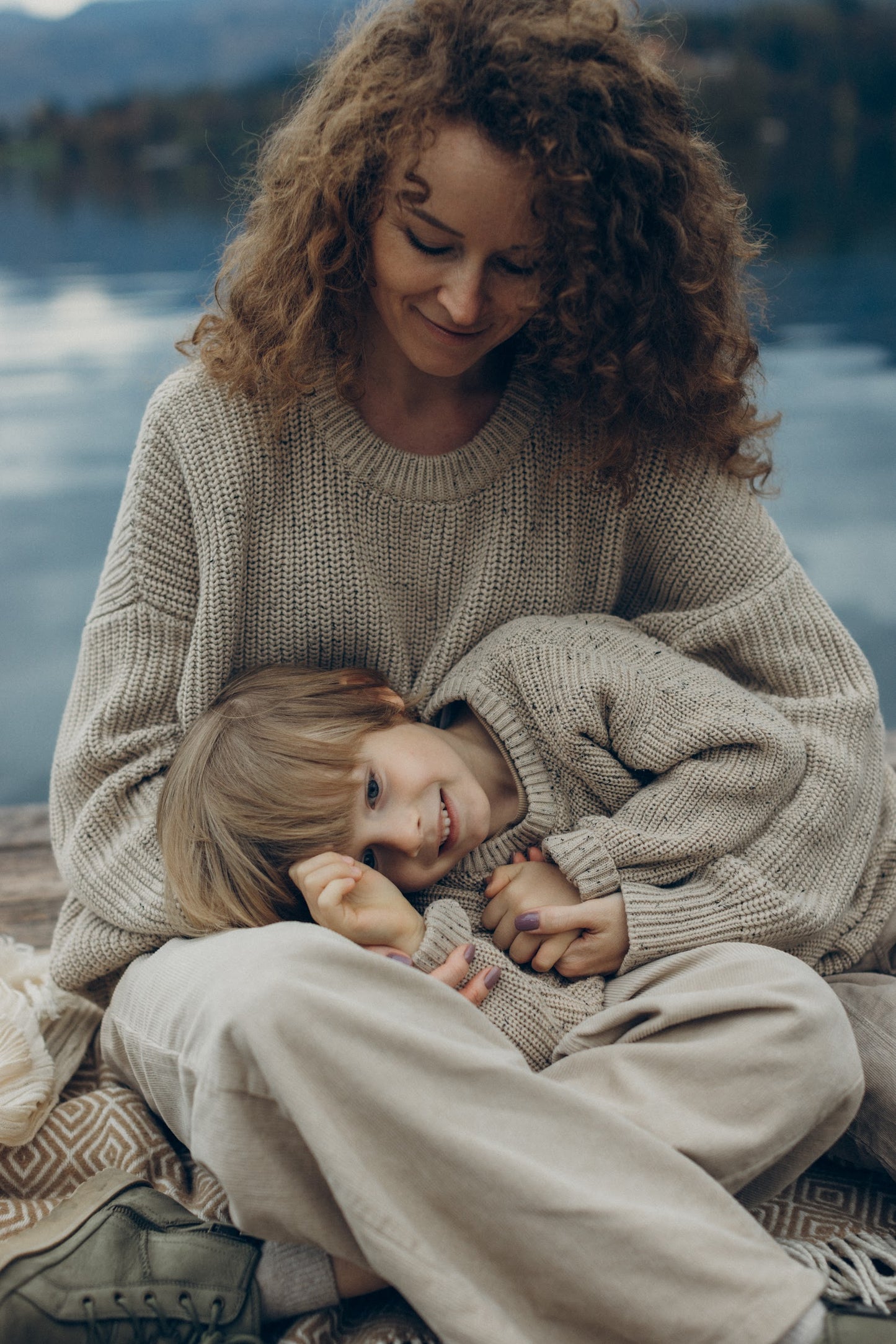 Mum oversized knit Jumper - beige/sprinke - schadstofffrei