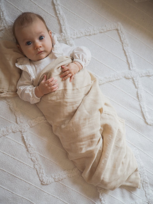 MUSSELIN XL SCHMUSETUCH - soft sand (120x120 cm)