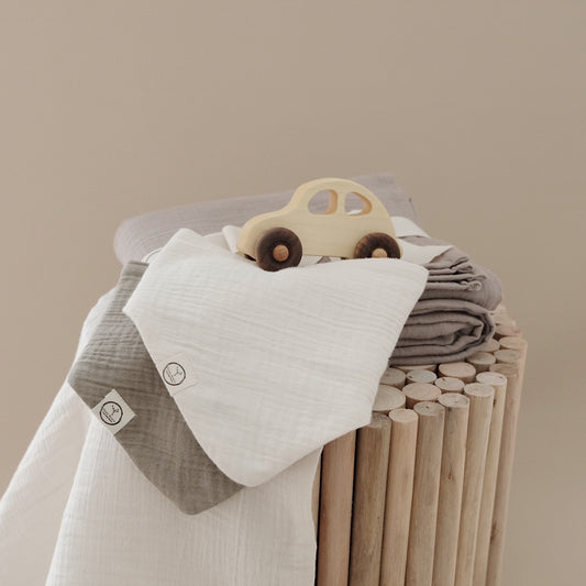 Organic Muslin Bibs - Khaki/Sand