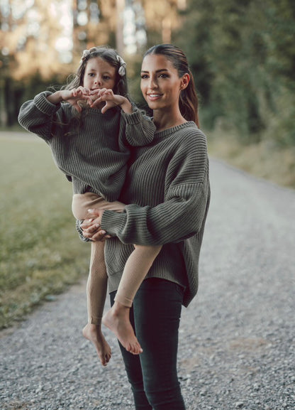 Mum oversized knit Jumper - kaki - schadstofffrei - verf. wieder ab 23.12.25