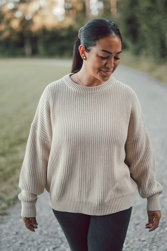 Mom oversized knit Jumper - beige - schadstofffrei