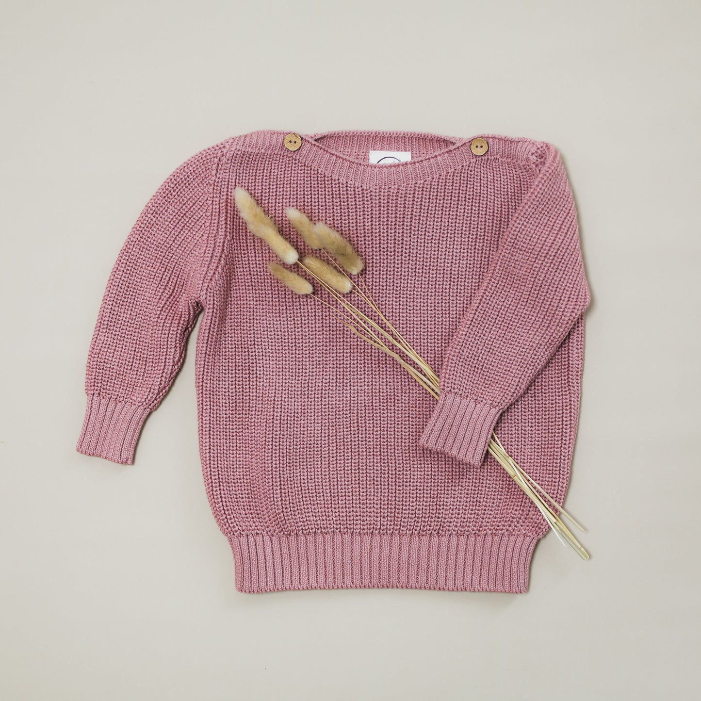 Organic Oversize Knit Pulli - Dusty Rose