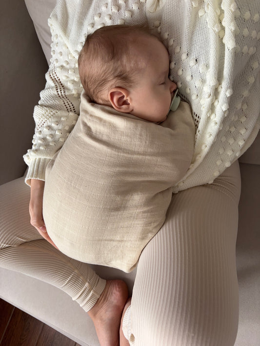 MUSSELIN XL SCHMUSETUCH - soft sand (120x120 cm)