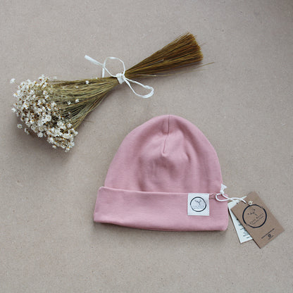 Organic Rib Beanie - Dusty Rose