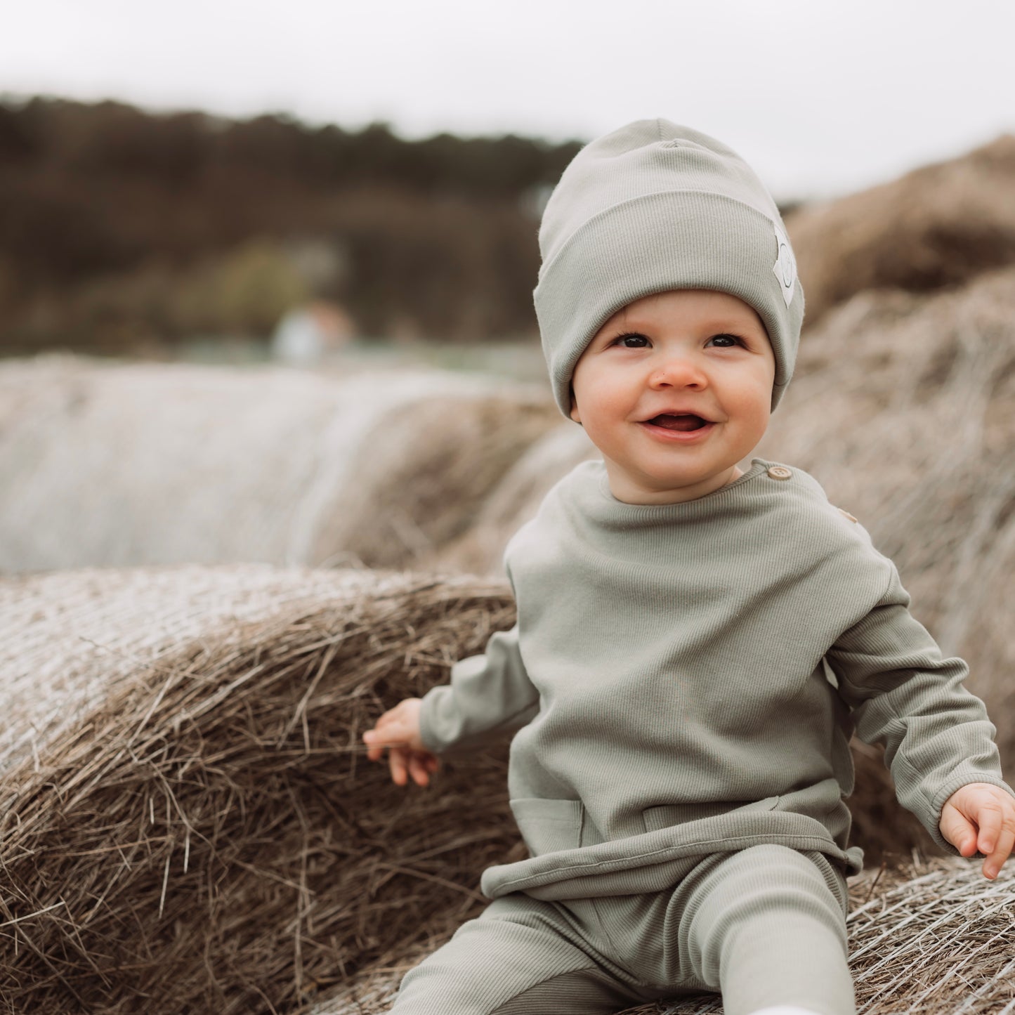 Organic Rib Beanie - Khaki