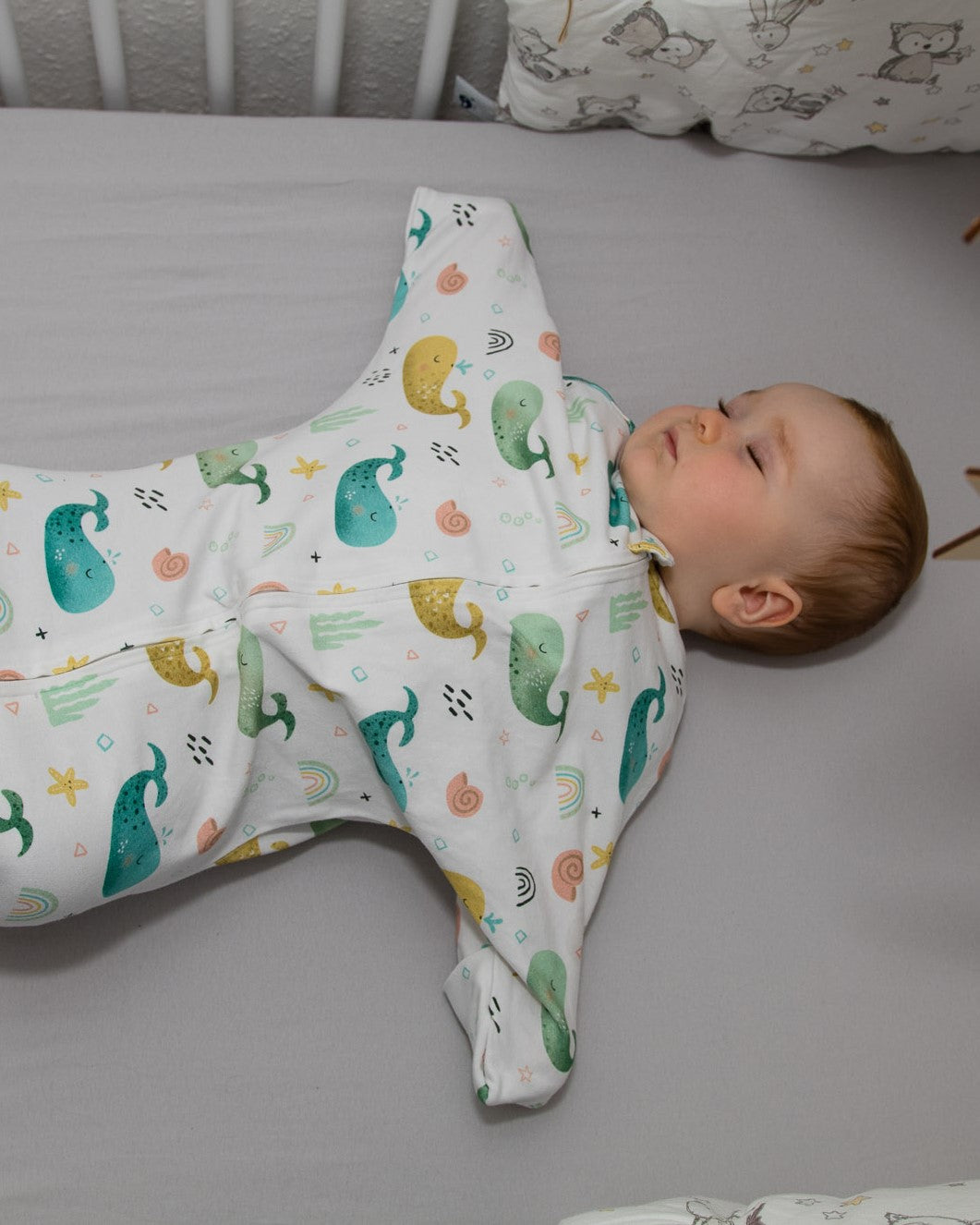 schlafsack baby frühling Frühling/Sommer Wombambino- Whale – Limeberry