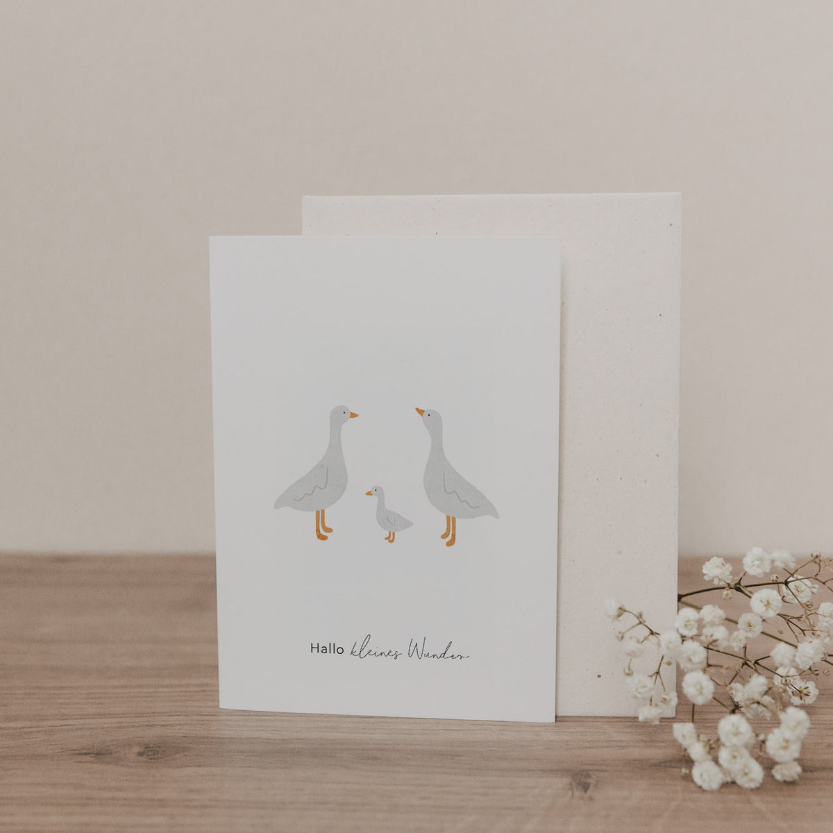 Hallo kleines Wunder - Geschenkkarte - Gänse