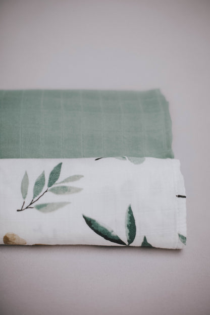 MUSSELIN XL SCHMUSETUCH - eucalyptus (120x120 cm)